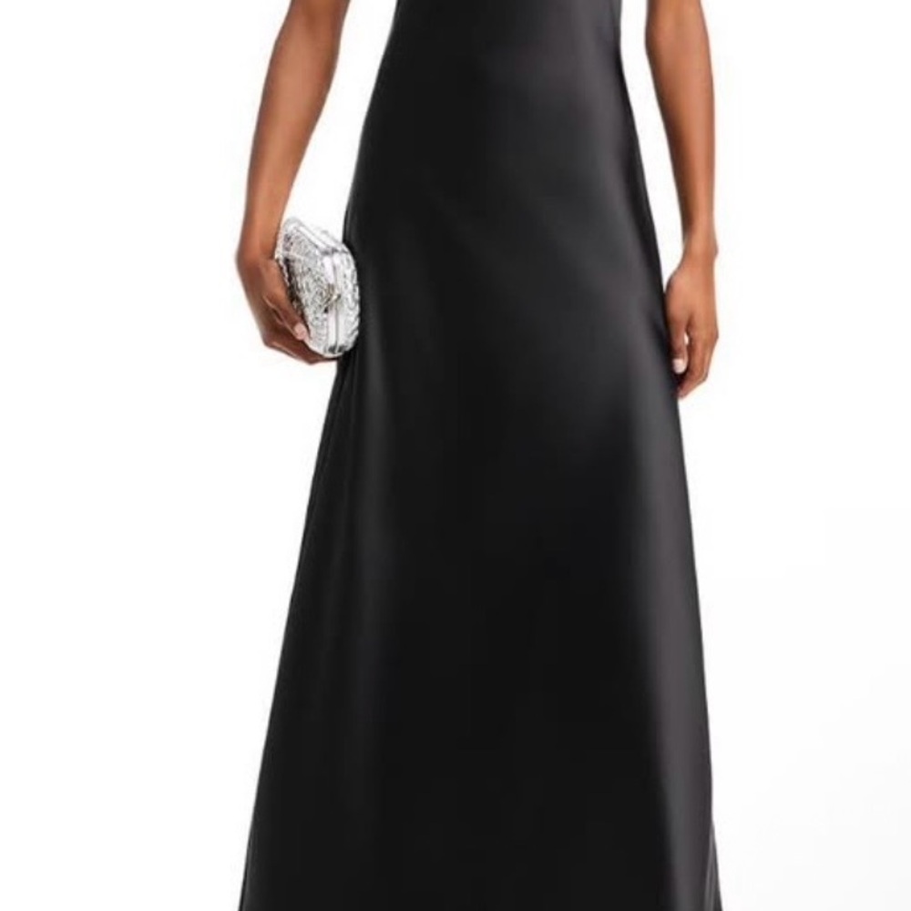Lucy Paris Black Satin A-Line Wedding/Evening Gown